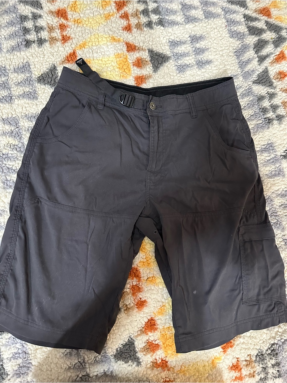 prAna Men’s Small Black Cargo Hiking Outdoor Shorts Adjustable Waist